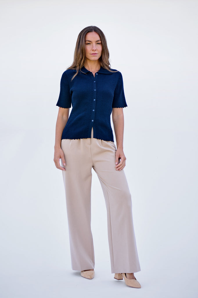 Navy Scallop Shirt