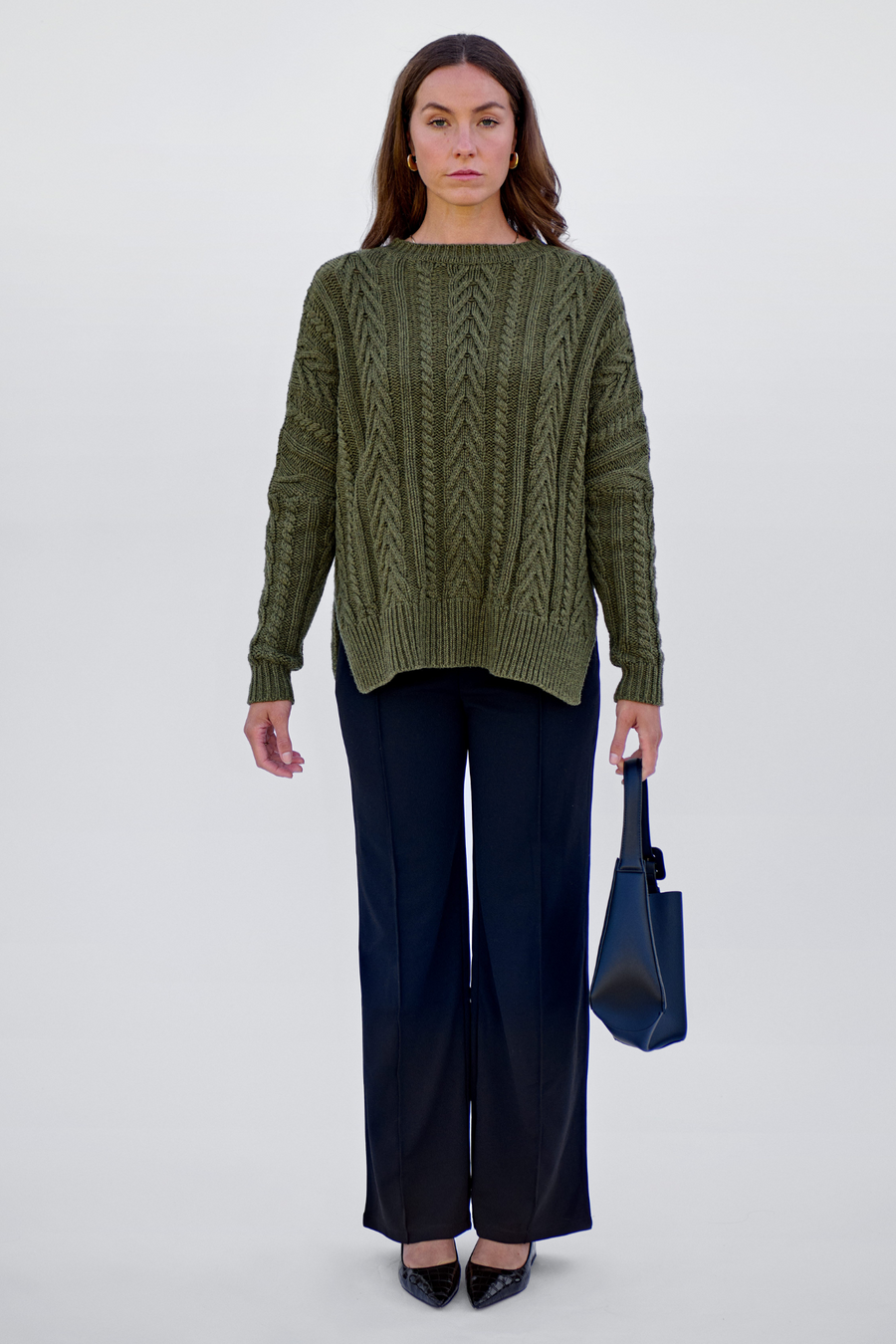 Rural Khaki Soft Touch Cable Pullover