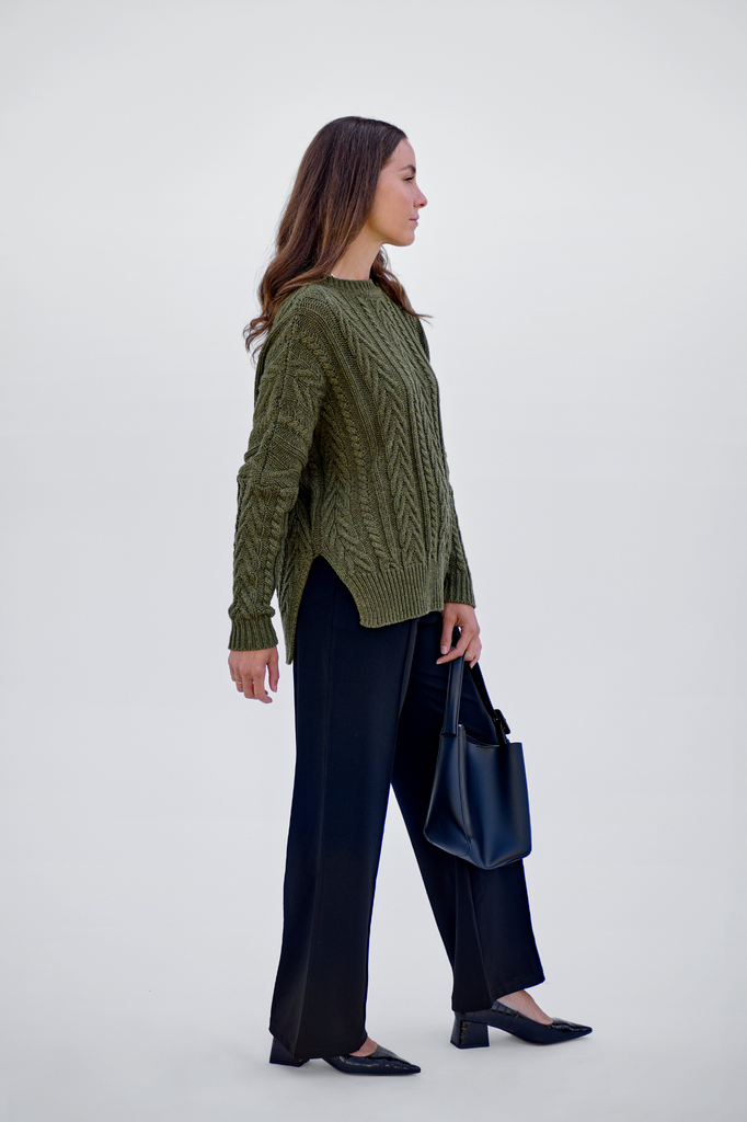 Rural Khaki Soft Touch Cable Pullover