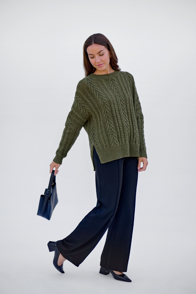 Rural Khaki Soft Touch Cable Pullover