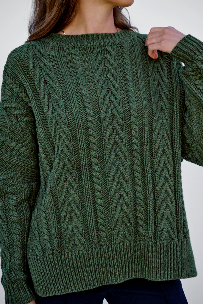 Rural Khaki Soft Touch Cable Pullover