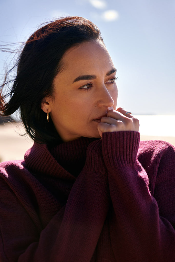 Merino Berry Andie Roll Neck