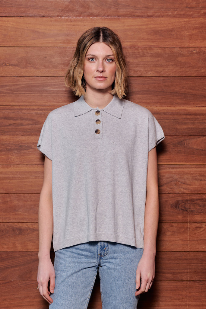 Light Grey Marle Polo T Shirt