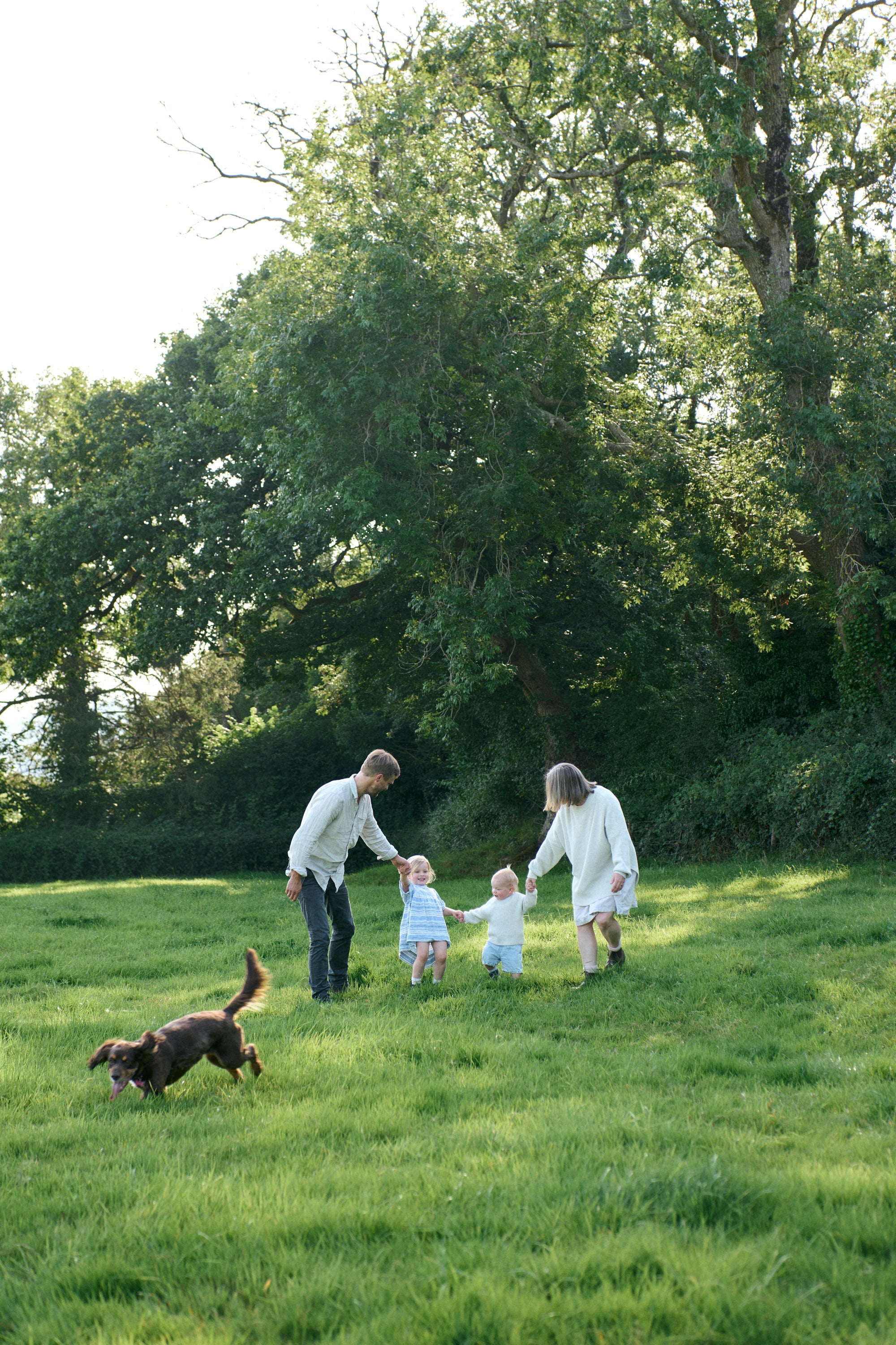 Caroline with her children and dog