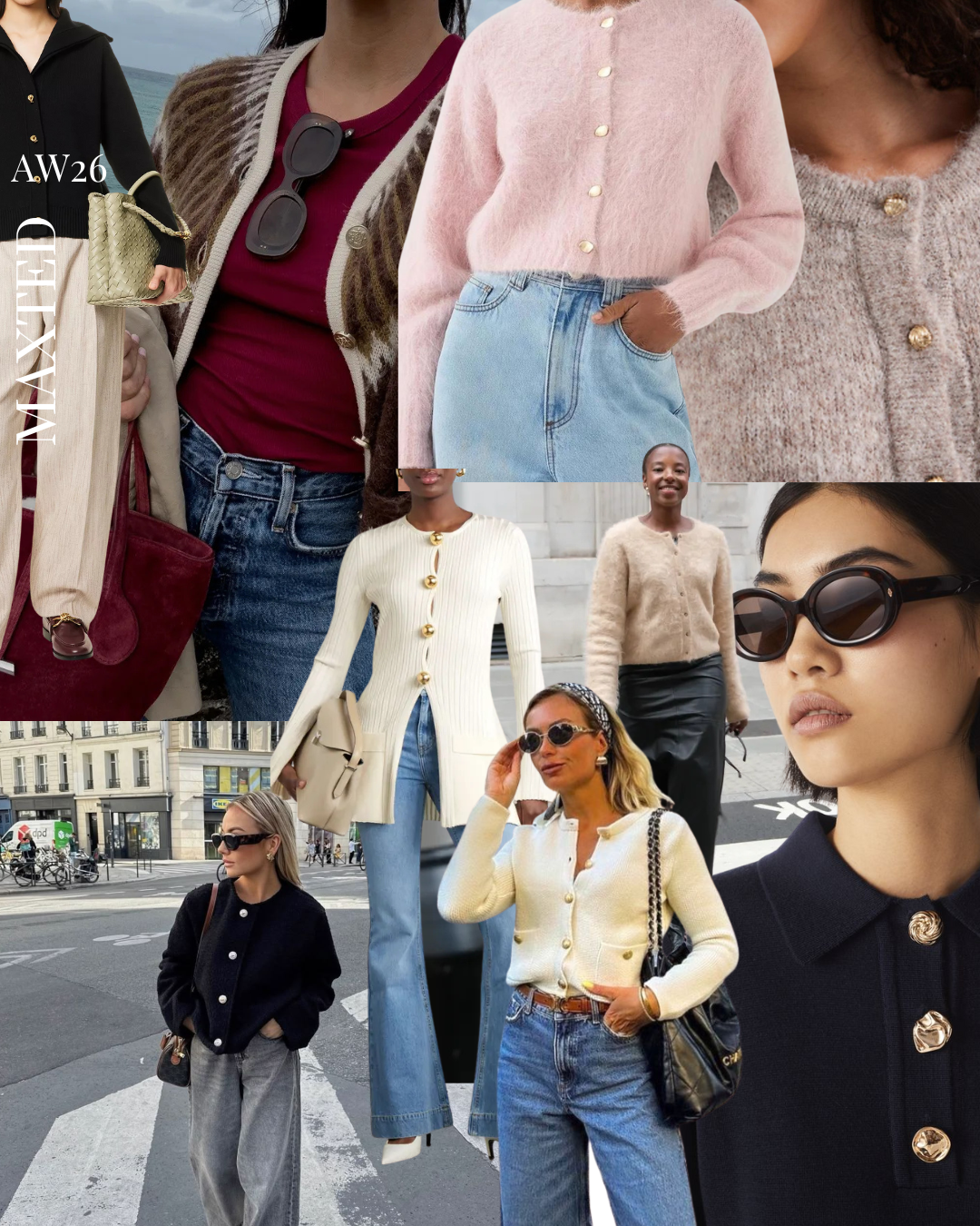 Cardigans with gold buttons