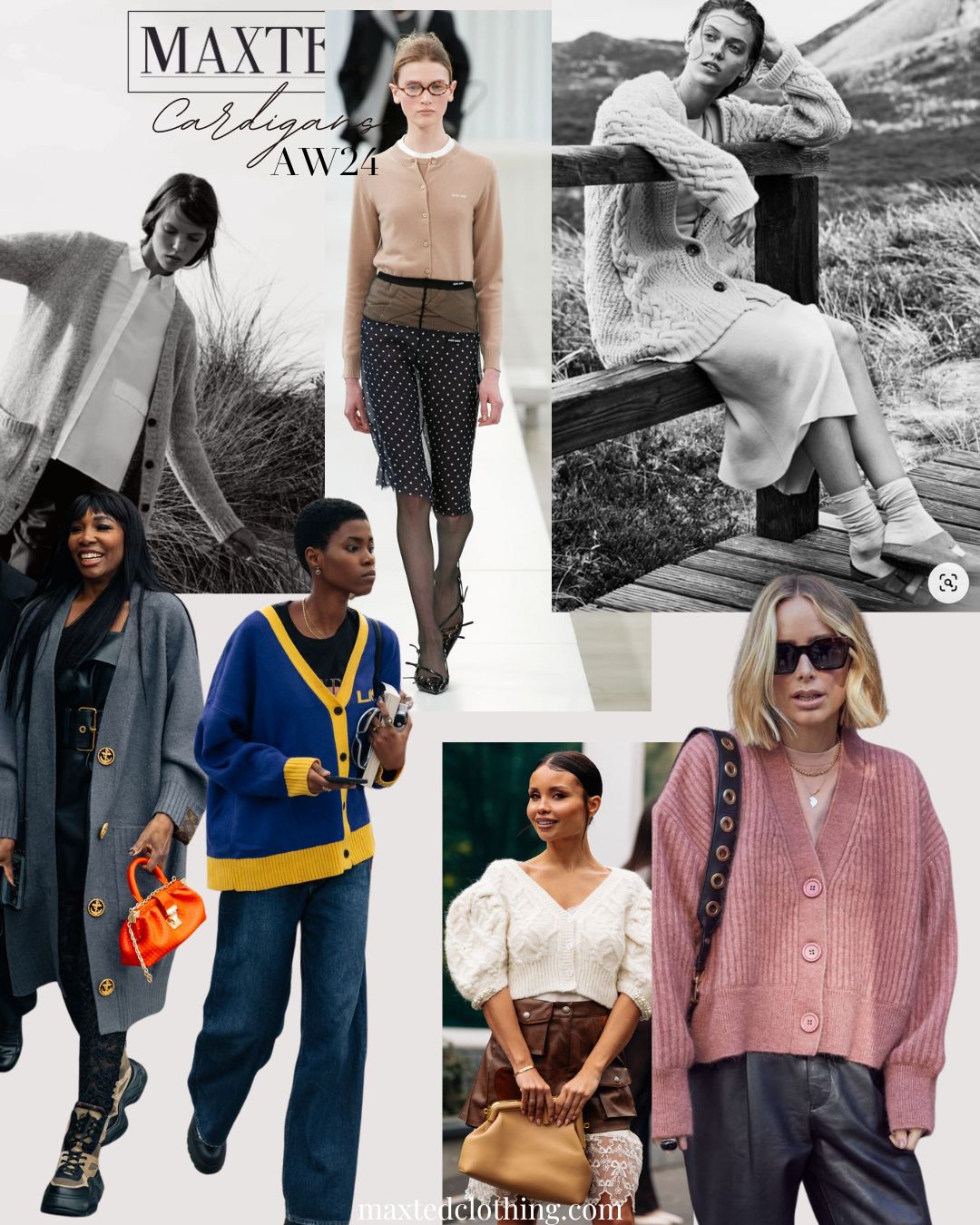 a collage of cardigan styling for spring