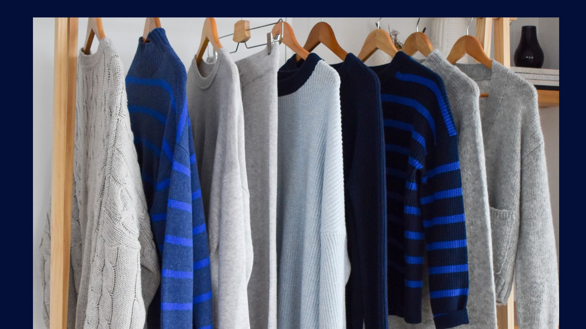 A rack of blue jumpers
