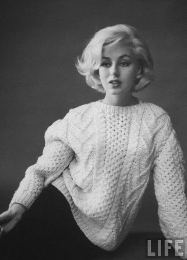 Marilyn Monroe in an Ivory cable knit