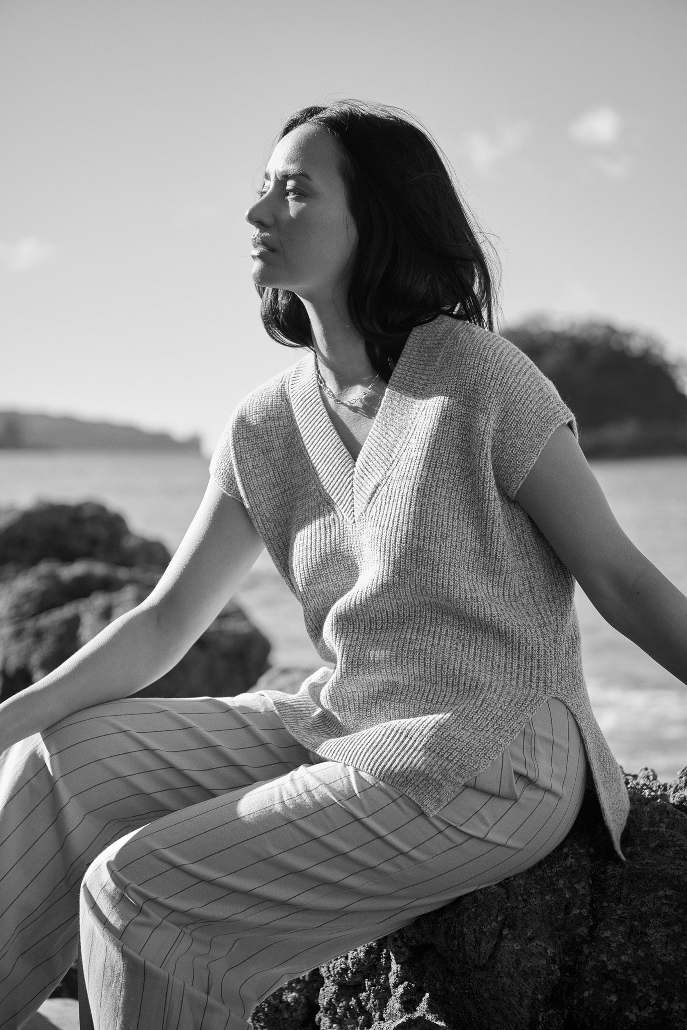 A model displaying knitwear