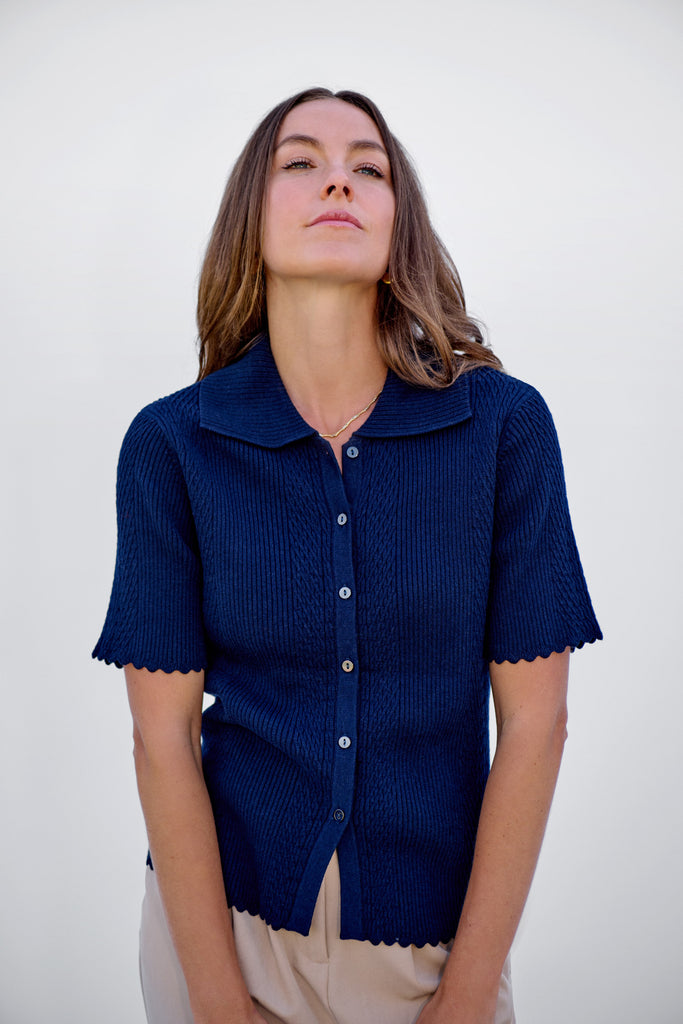 Navy Scallop Shirt