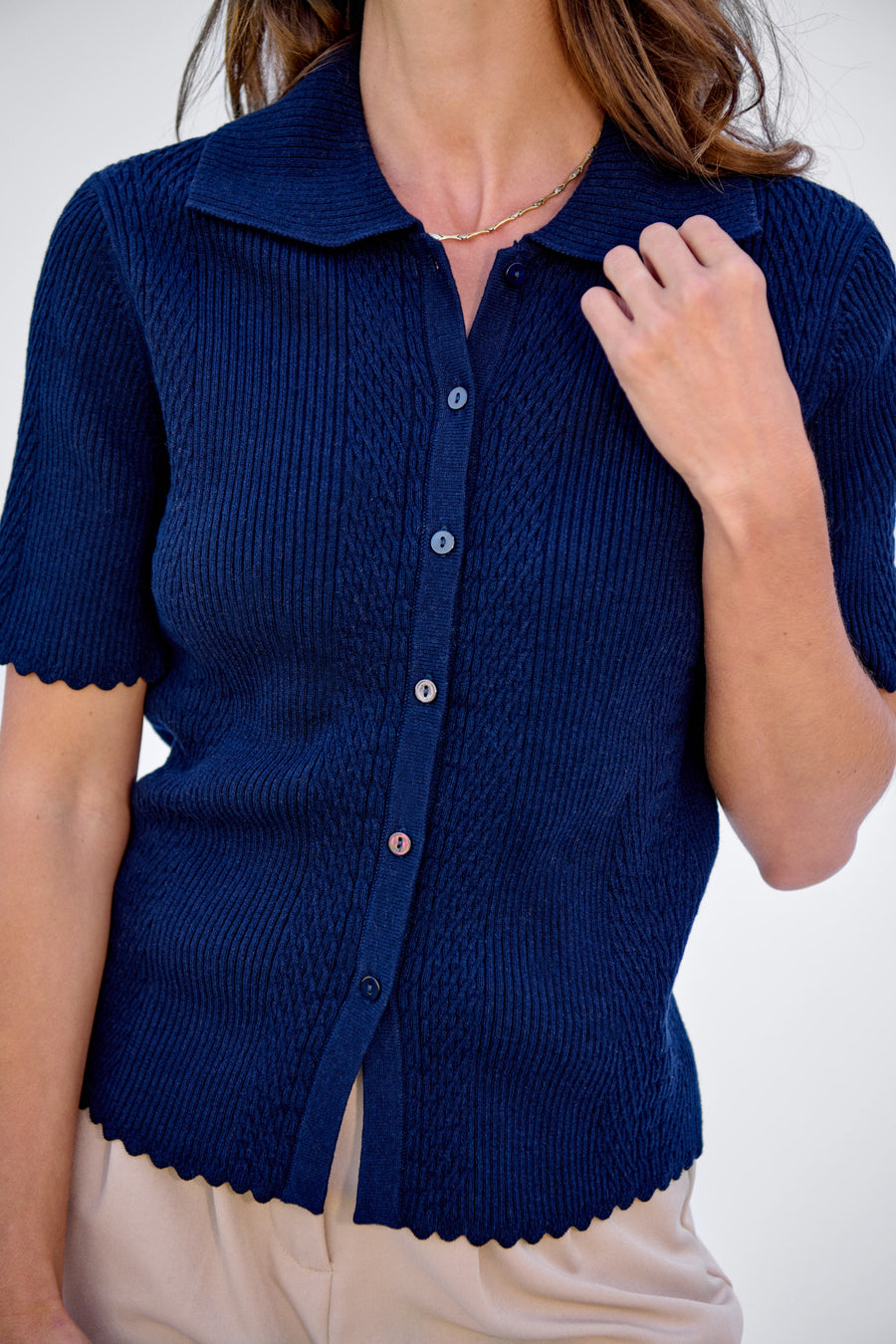 Navy Scallop Shirt