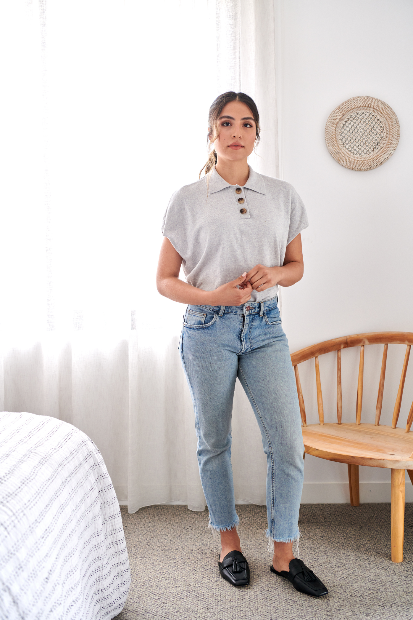 Light Grey Marle Polo T Shirt