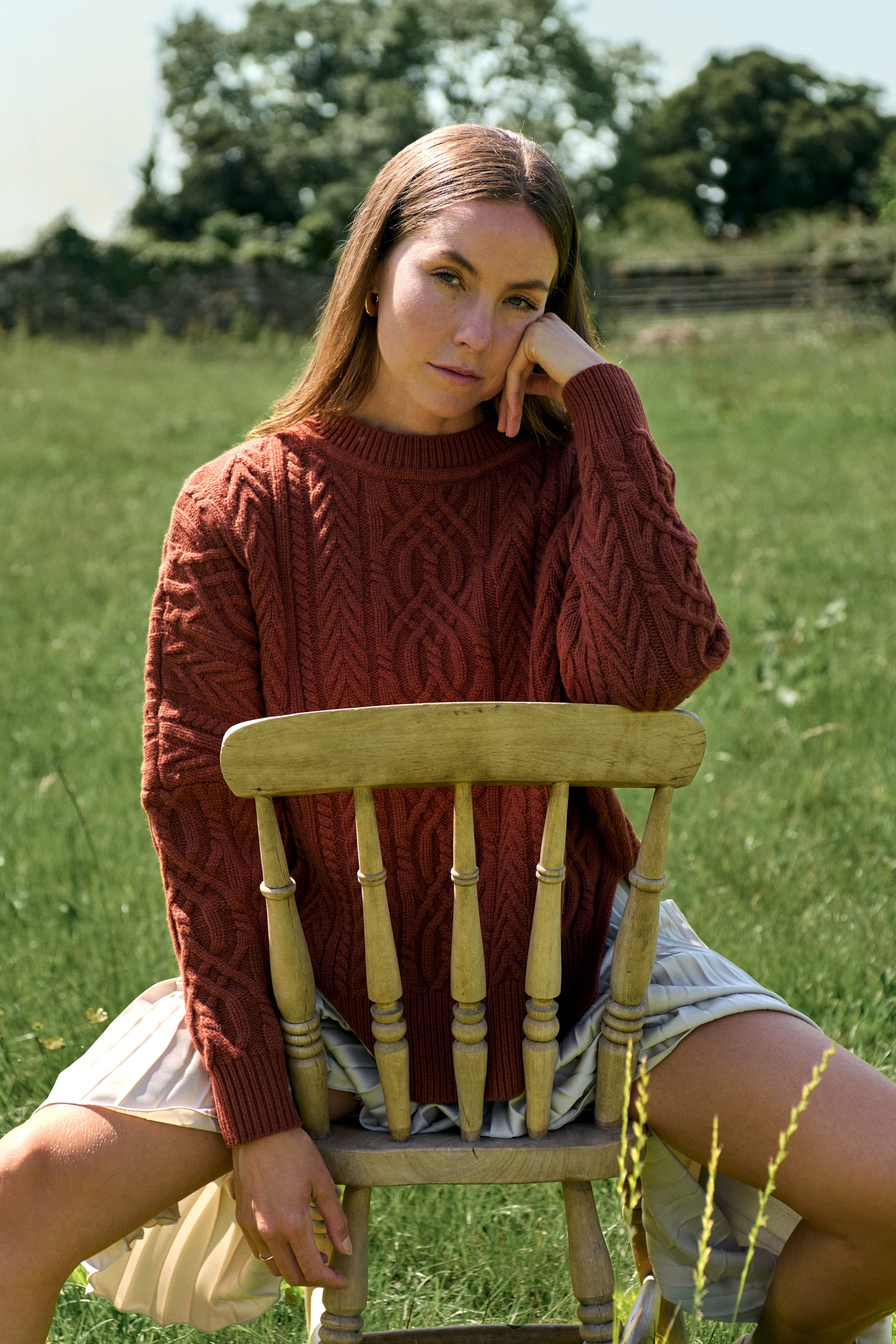 Merino Rust Soft Touch Cable Pullover