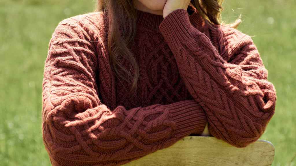 Merino Rust Soft Touch Cable Pullover