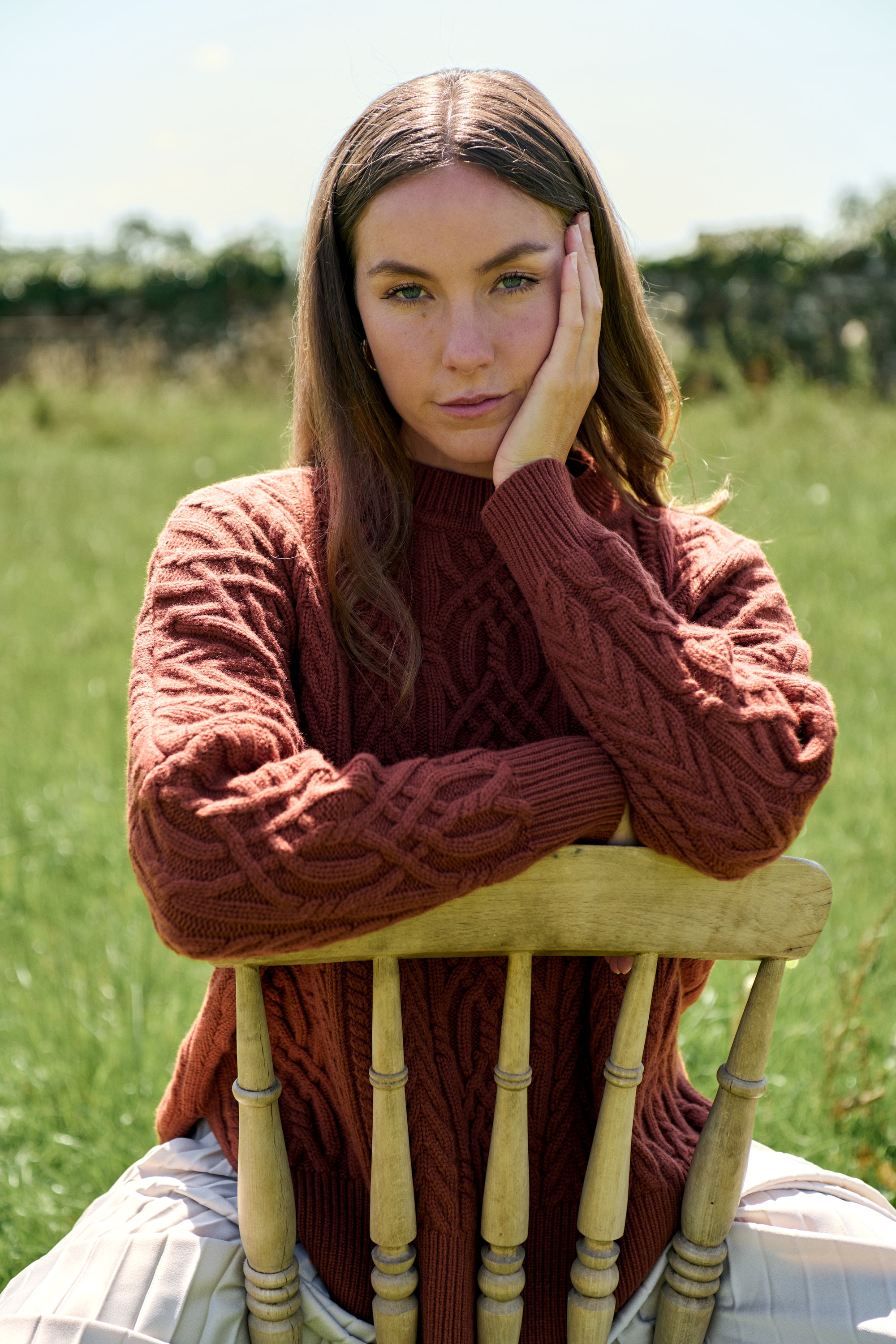 Merino Rust Soft Touch Cable Pullover