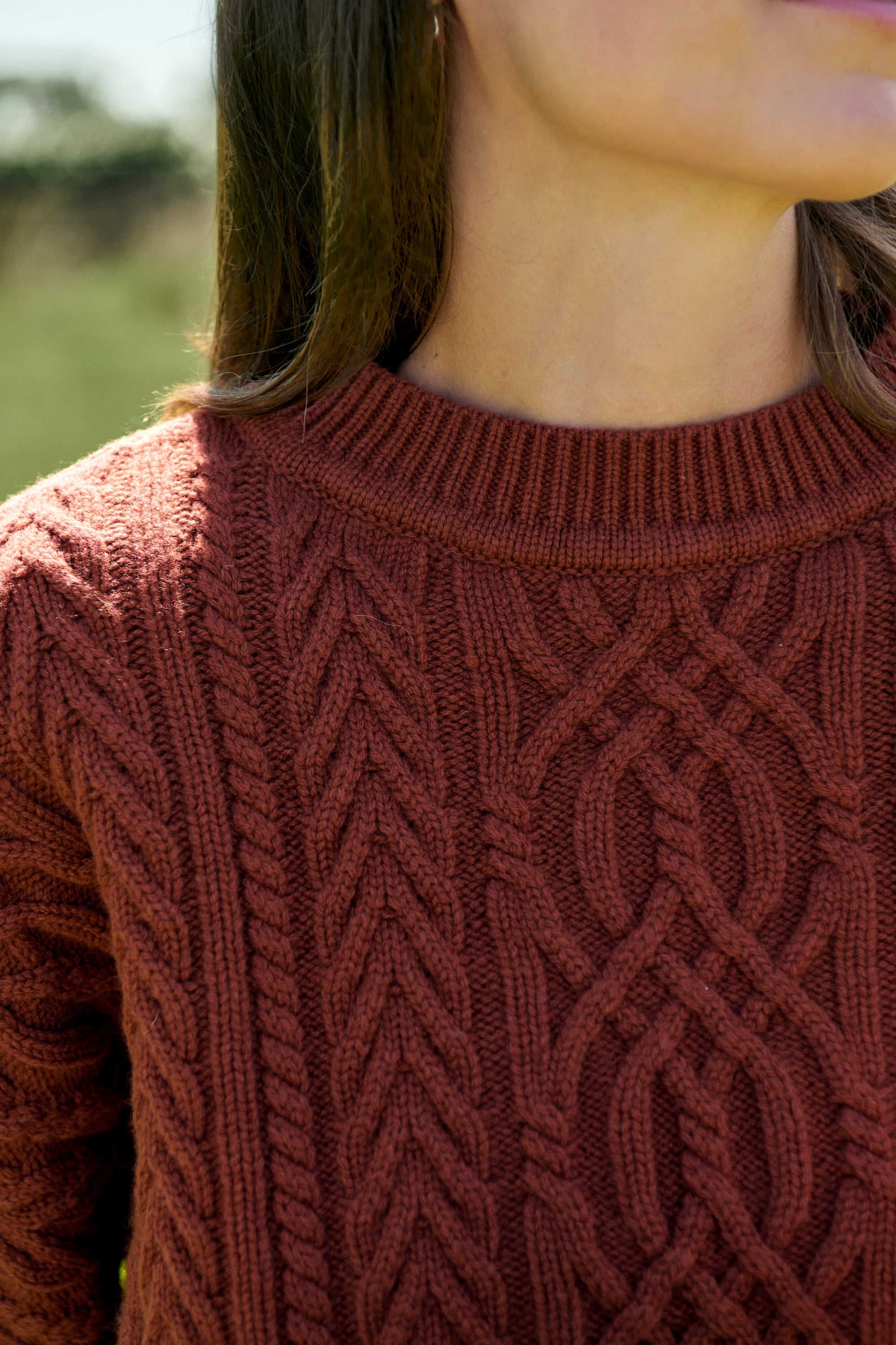 Merino Rust Soft Touch Cable Pullover