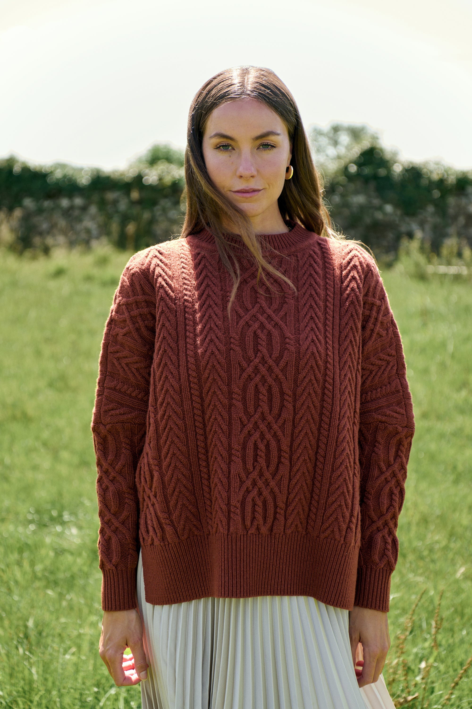 Merino Rust Soft Touch Cable Pullover