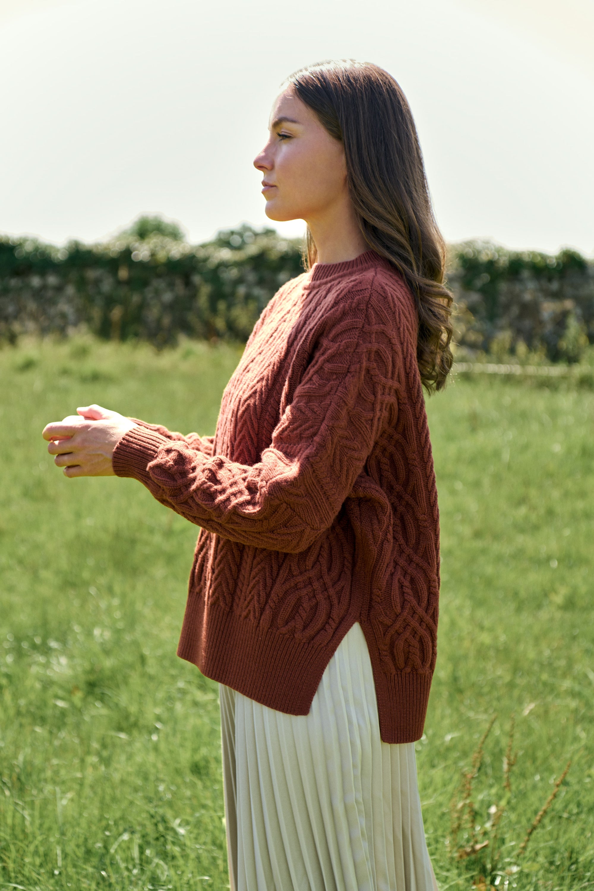 Merino Rust Soft Touch Cable Pullover