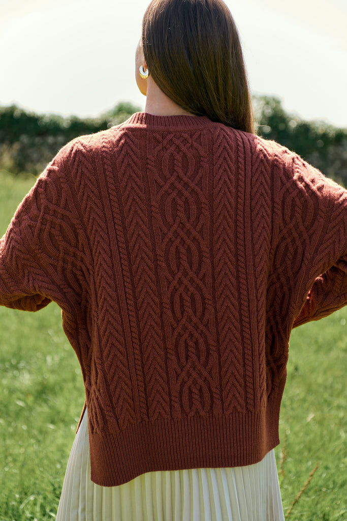 Merino Rust Soft Touch Cable Pullover