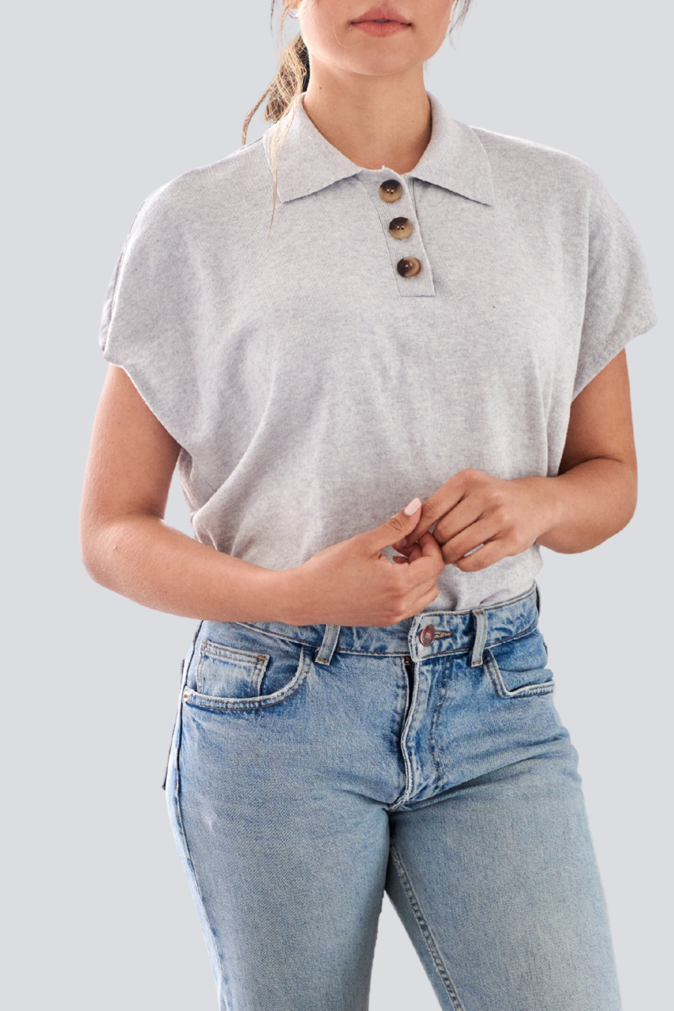 Light Grey Marle Polo T Shirt