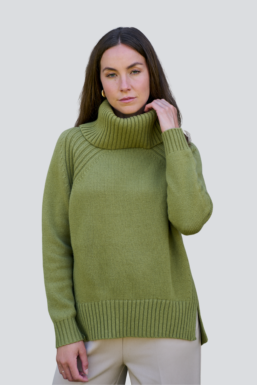 Pistachio Merino Roll Neck