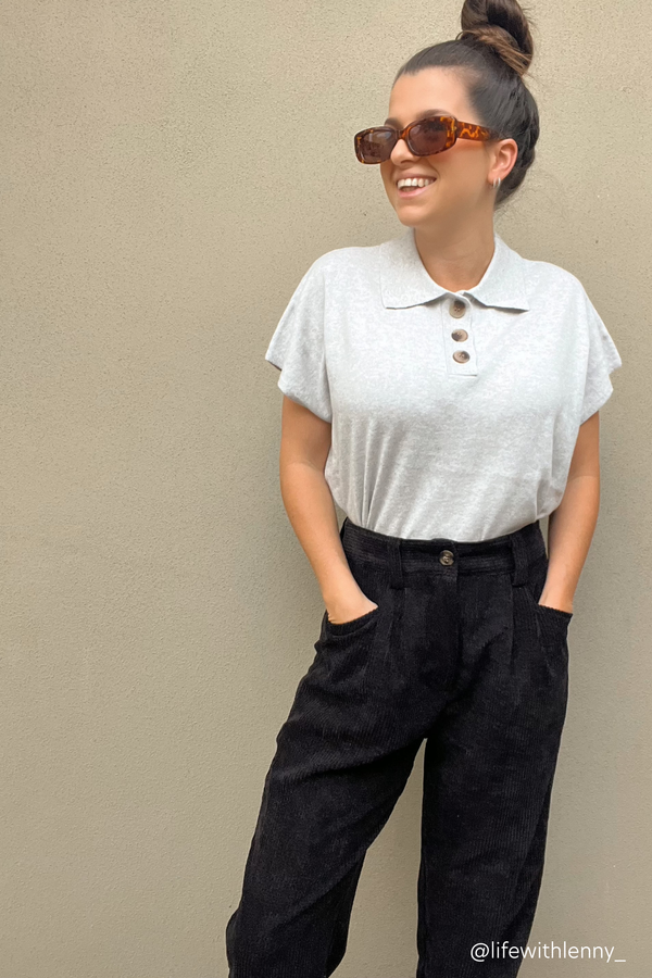 Light Grey Marle Polo T Shirt