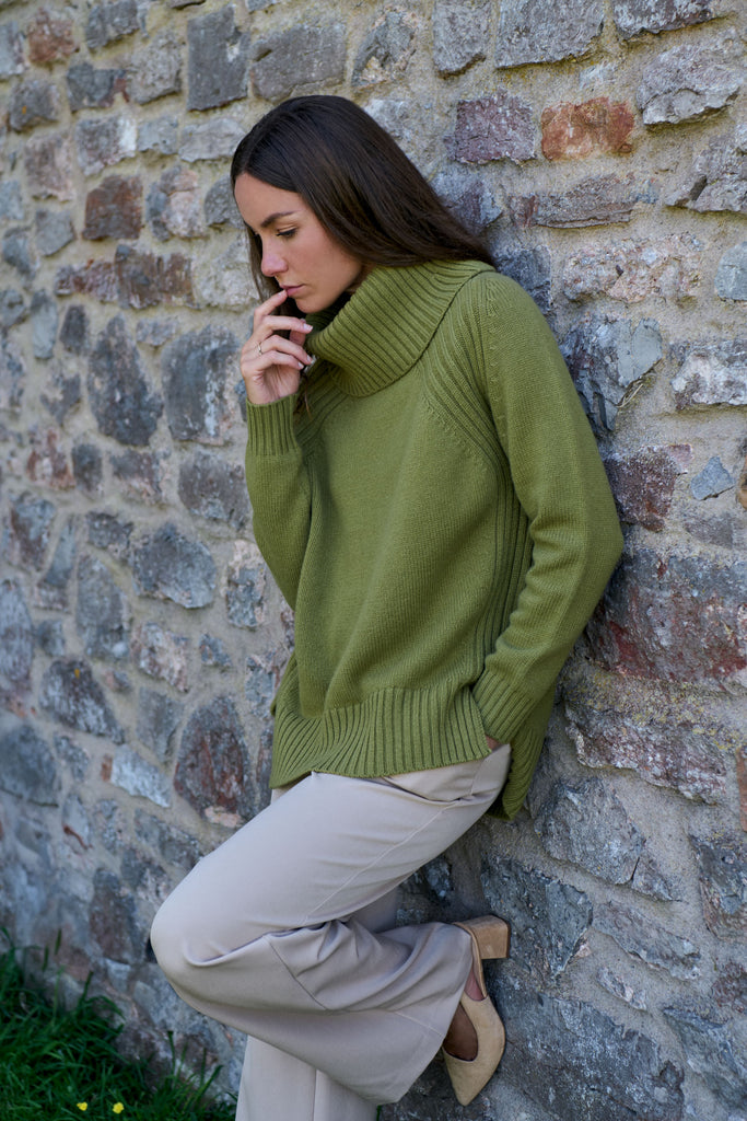 Pistachio Merino Roll Neck