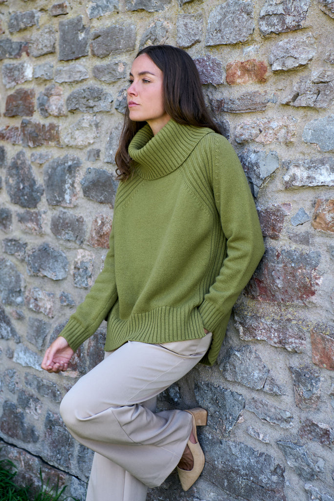 Pistachio Merino Roll Neck