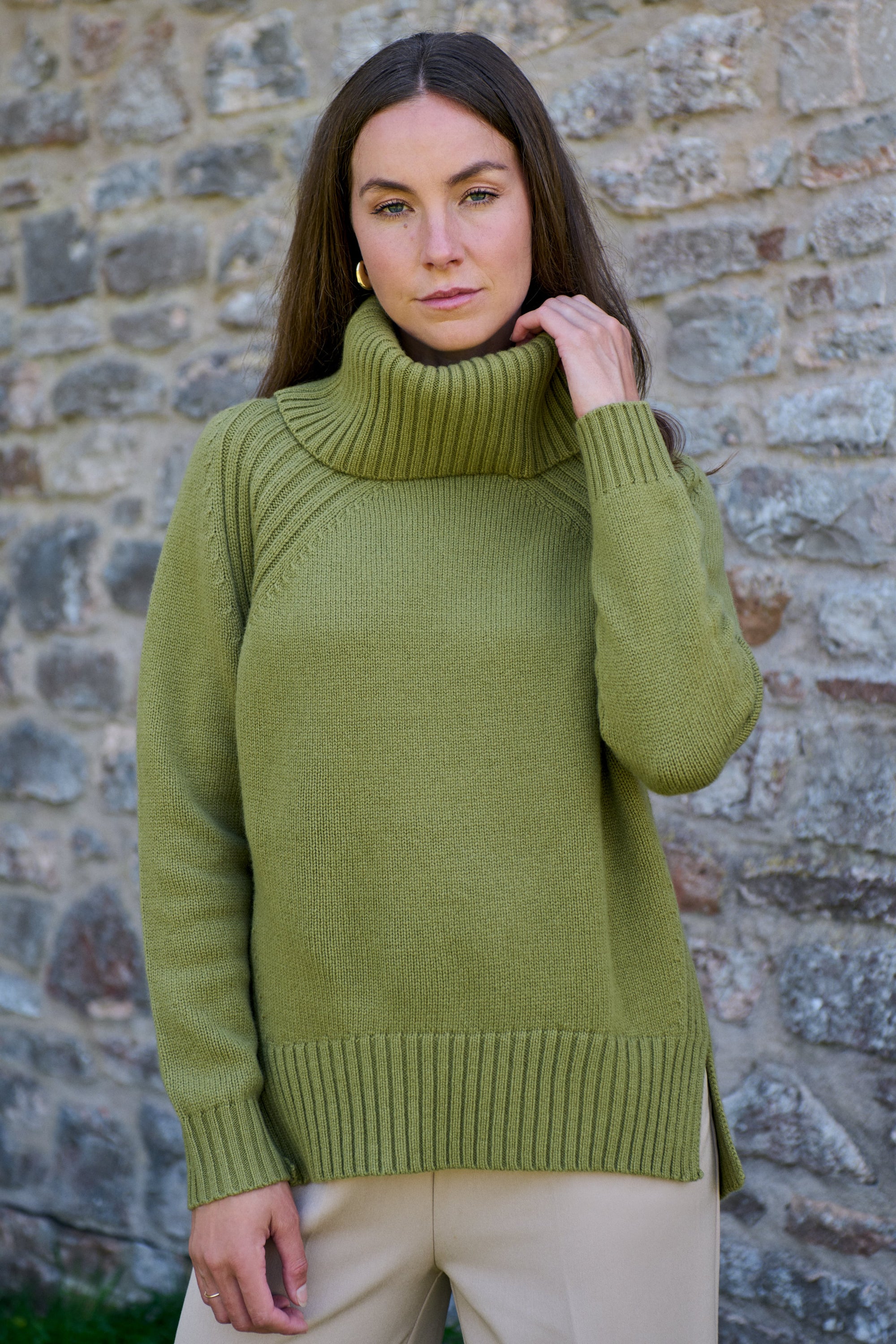 Pistachio Merino Roll Neck