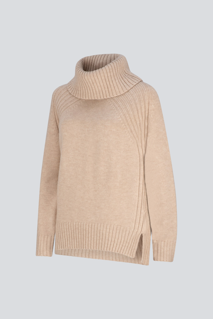Pale Oat Merino Roll Neck