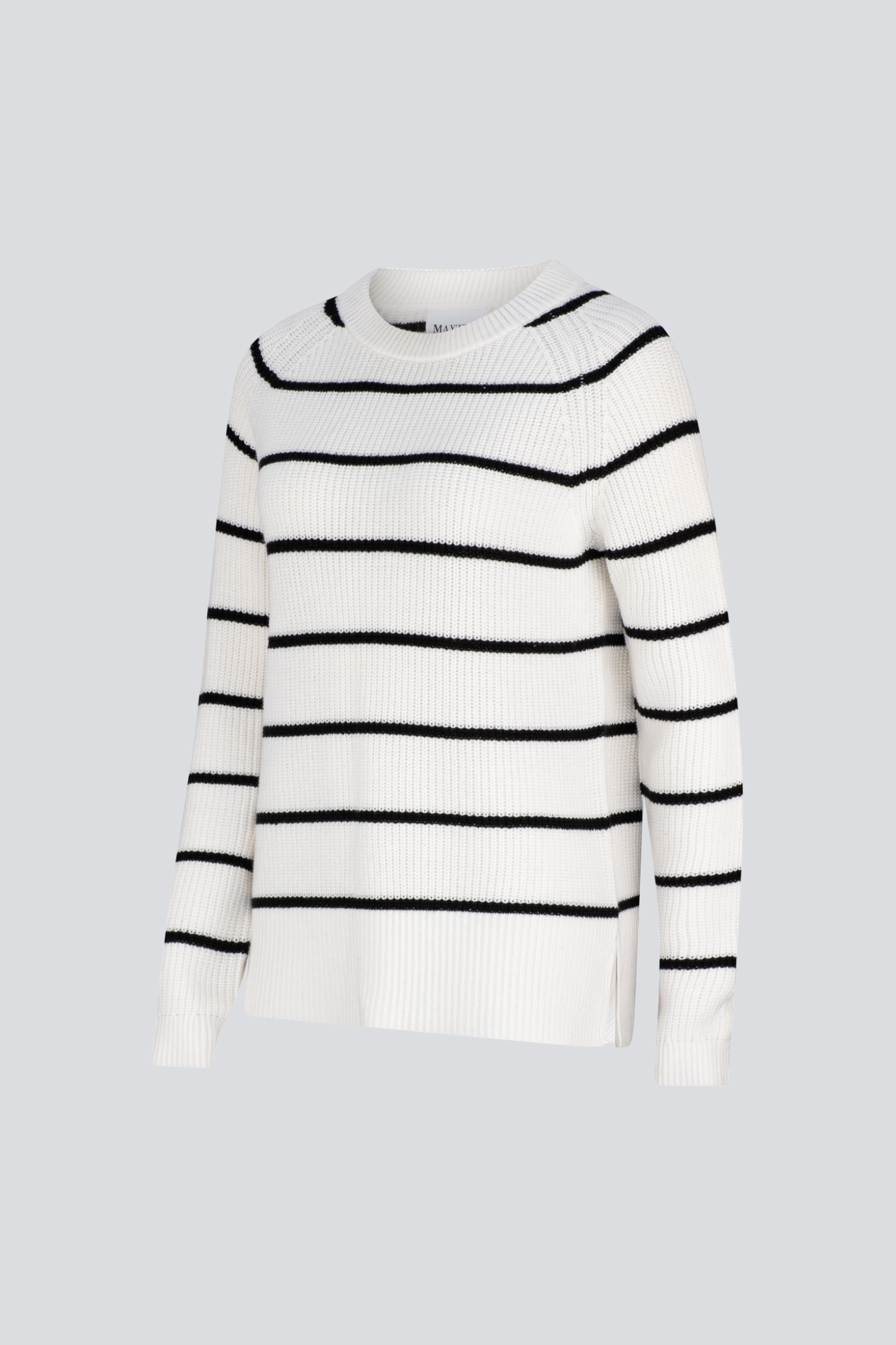 White/ Black Stripe Bell Pullover