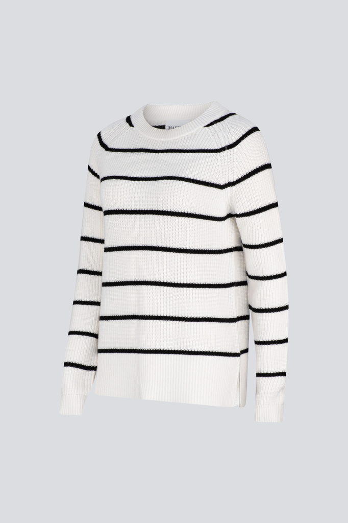 White/ Black Stripe Bell Pullover
