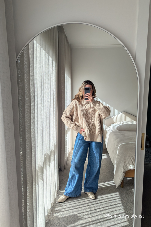 Pale Oat Merino Soft Touch Cable Pullover