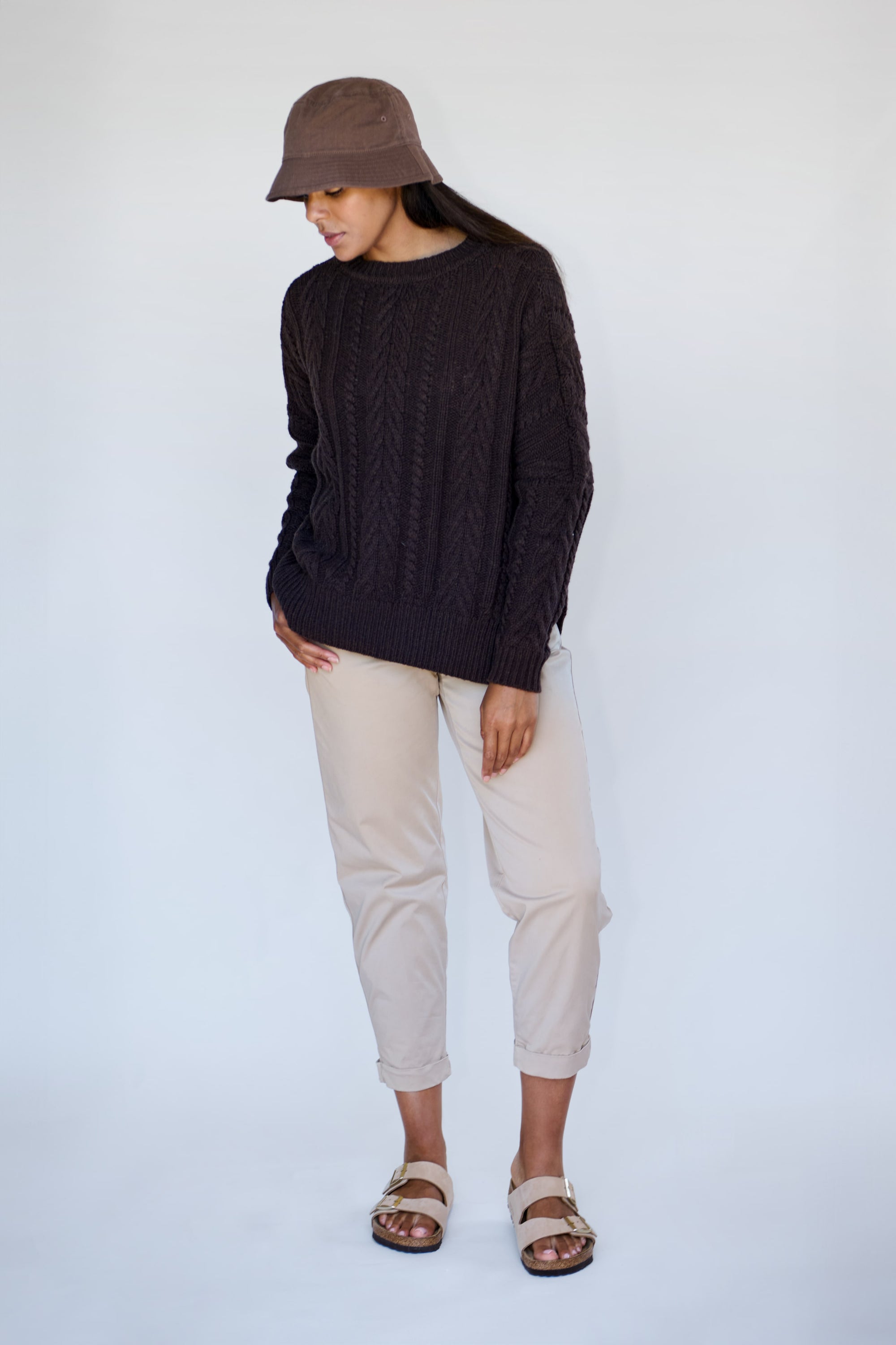 Chocolate Soft Touch Cable Pullover