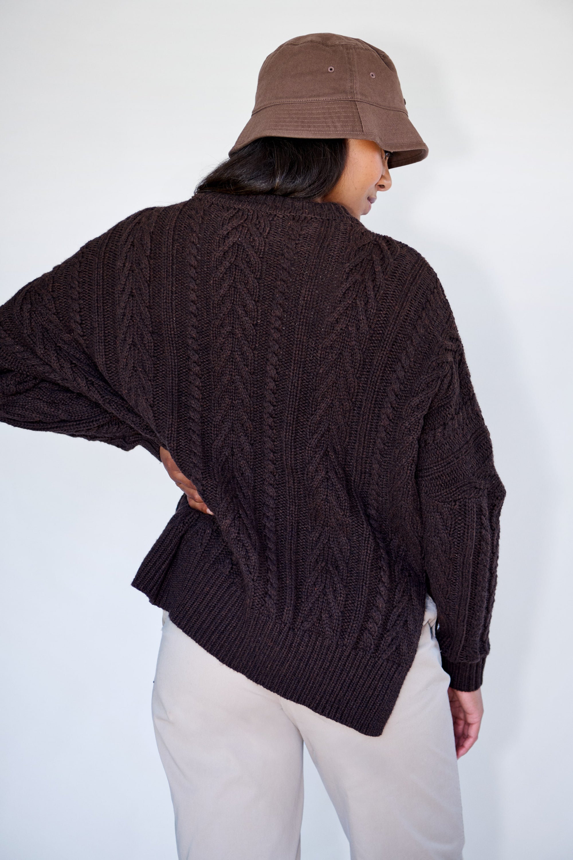 Chocolate Soft Touch Cable Pullover