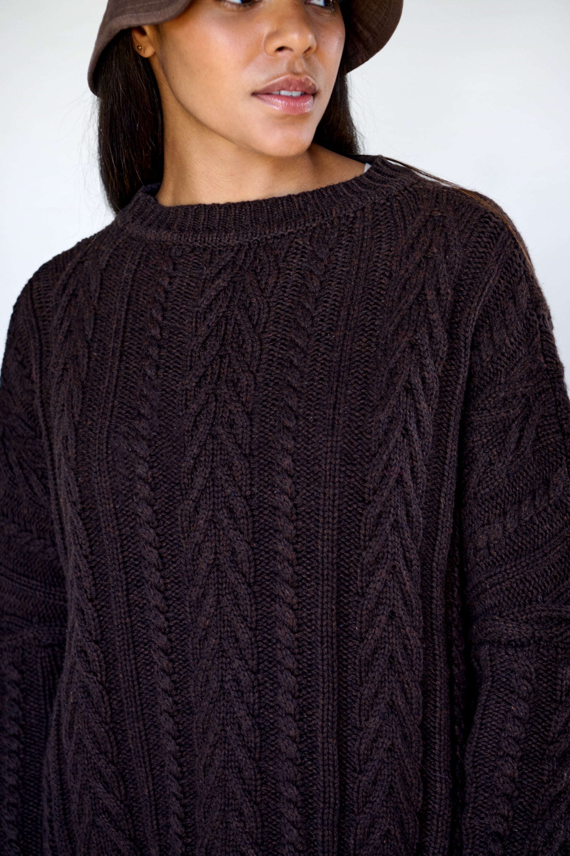 Chocolate Soft Touch Cable Pullover