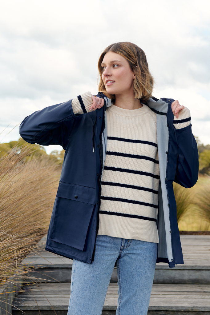 Bright Navy Raincoat