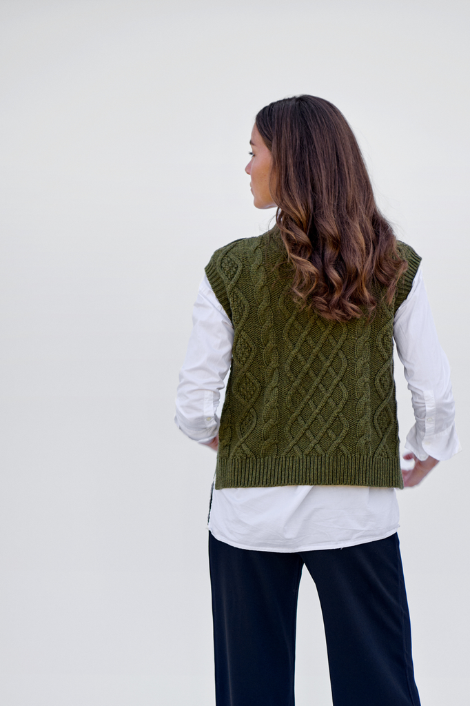 Rural Khaki Cable Button Vest