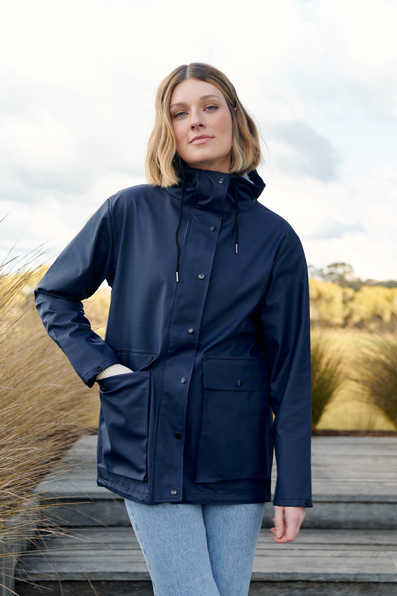Bright Navy Raincoat