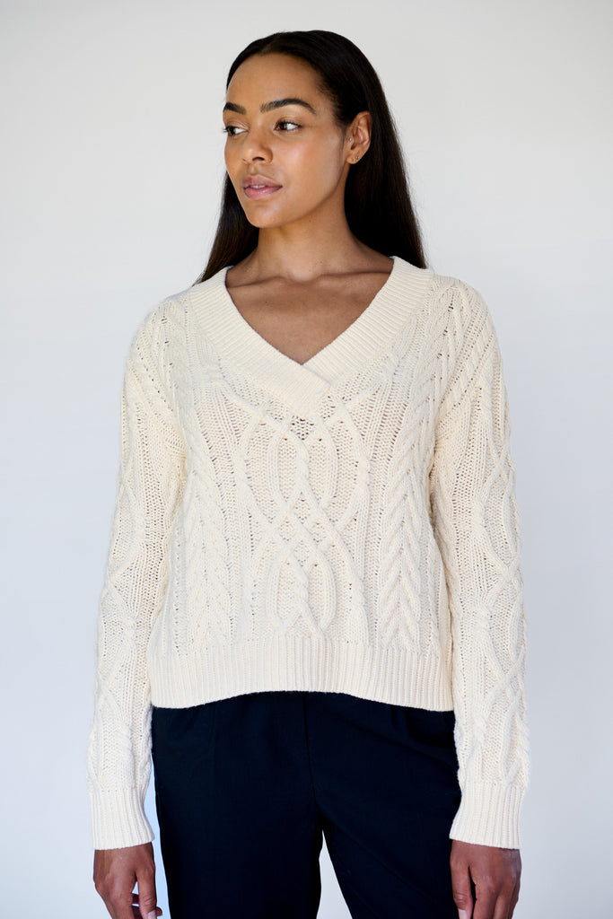 Ivory V- Neck Cable