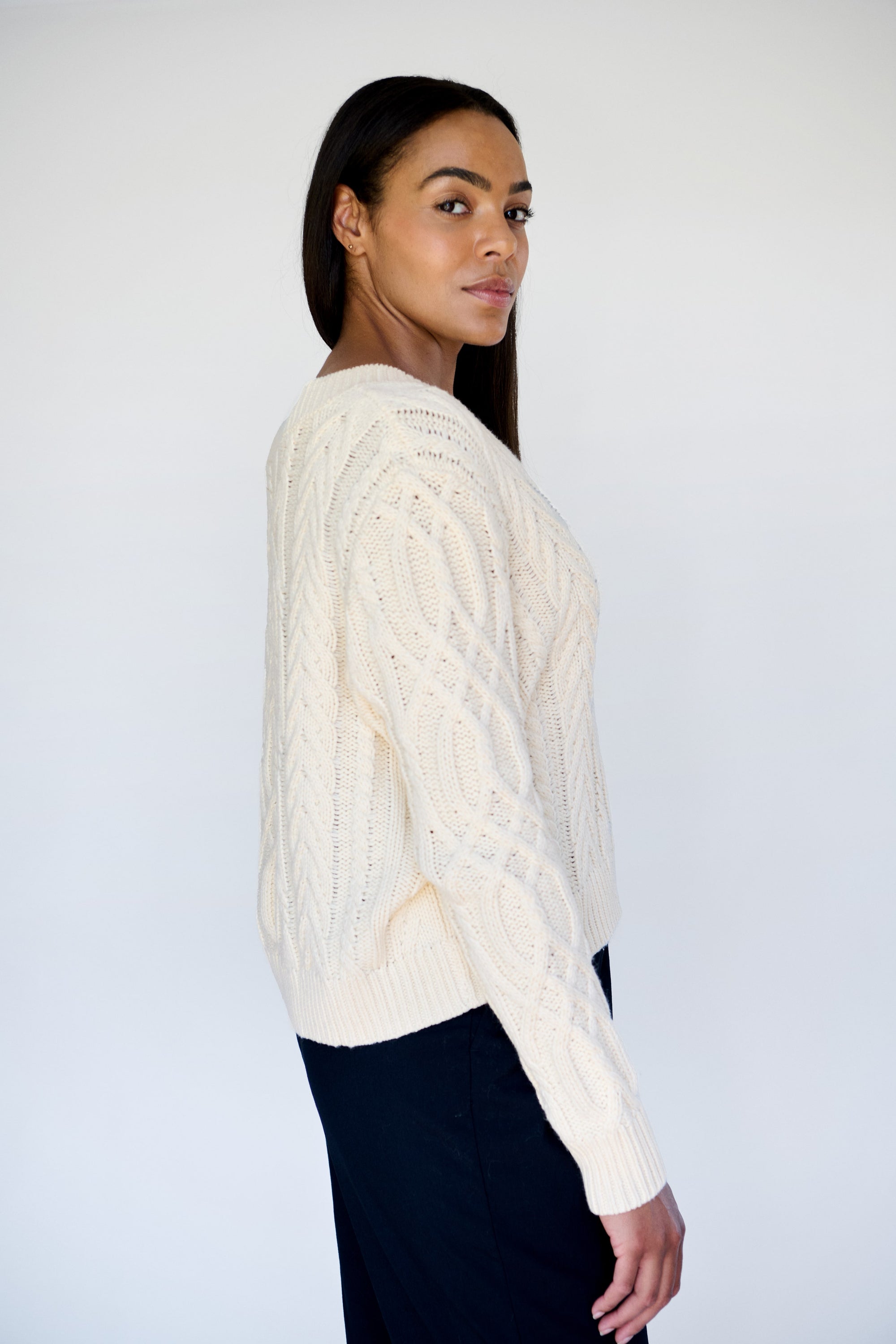 Ivory V- Neck Cable