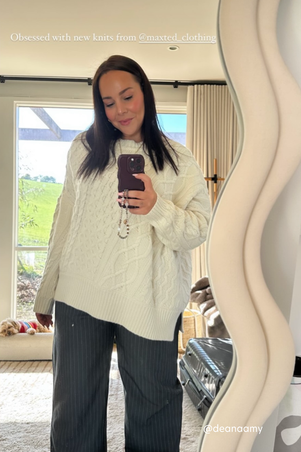 Ivory Patchwork Cable Pullover
