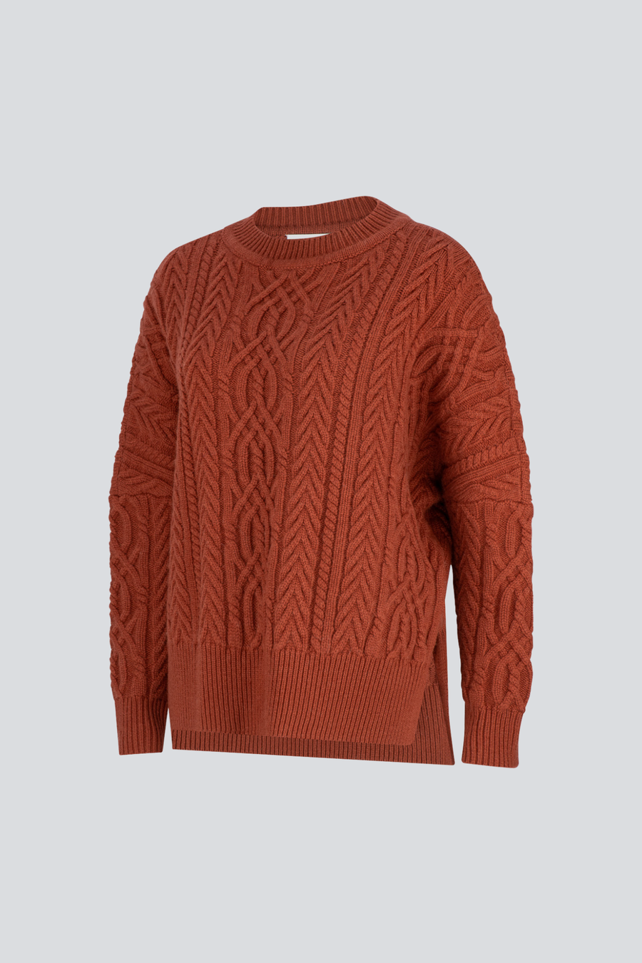 Staging Prod - Merino Rust Soft Touch Cable Pullover