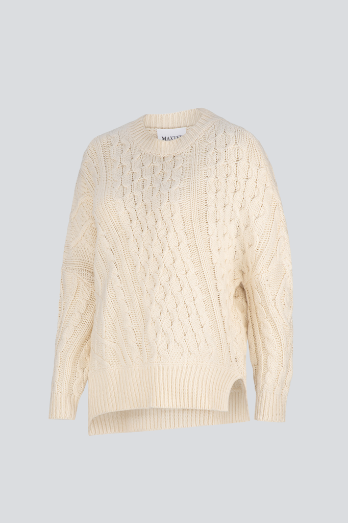 Ivory Patchwork Cable Pullover