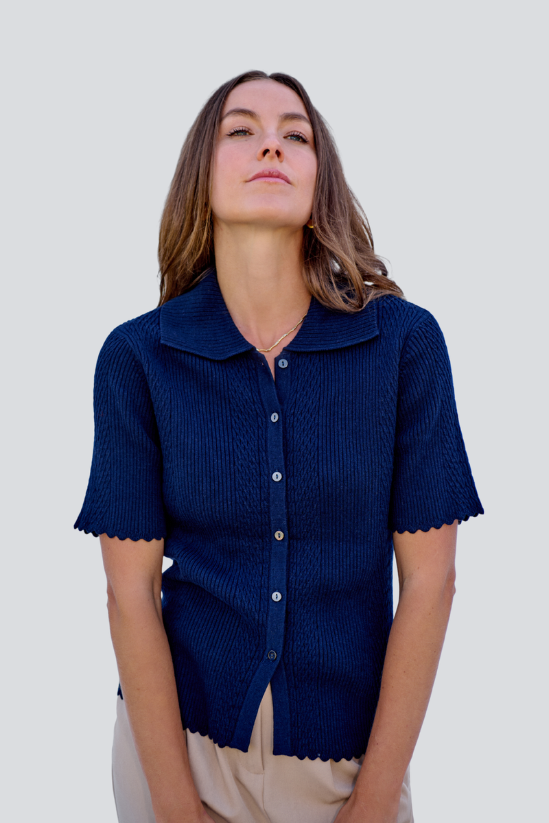 Navy Scallop Shirt