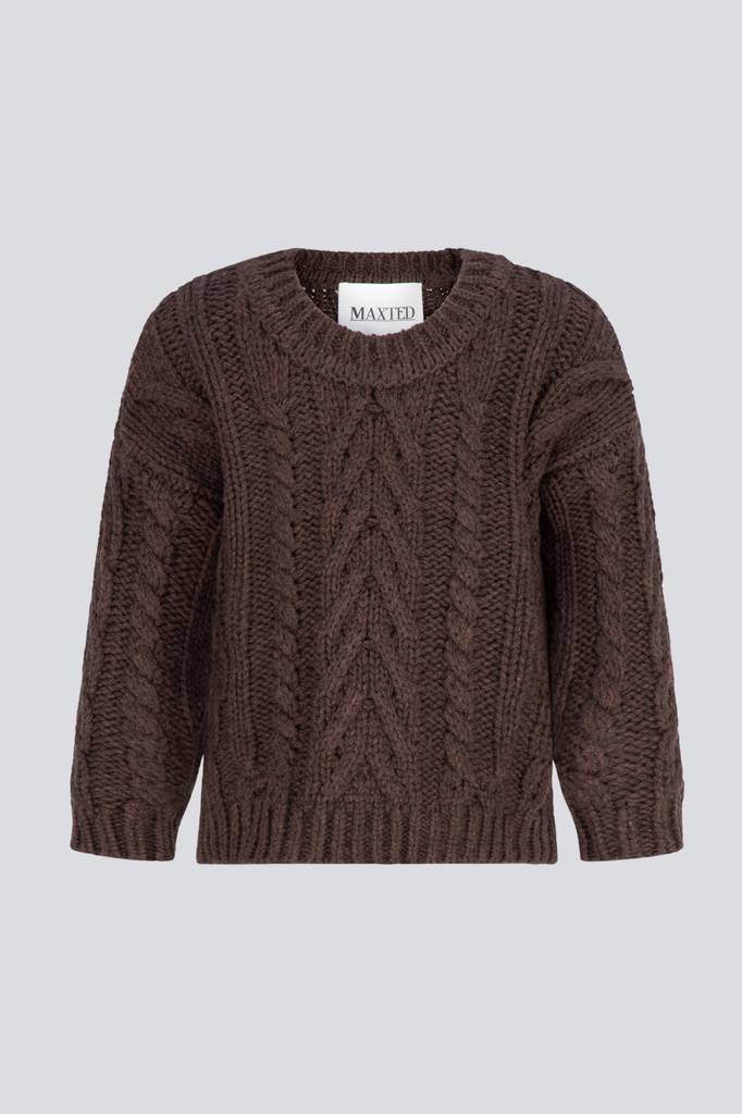 Chocolate Mini Cable Pullover