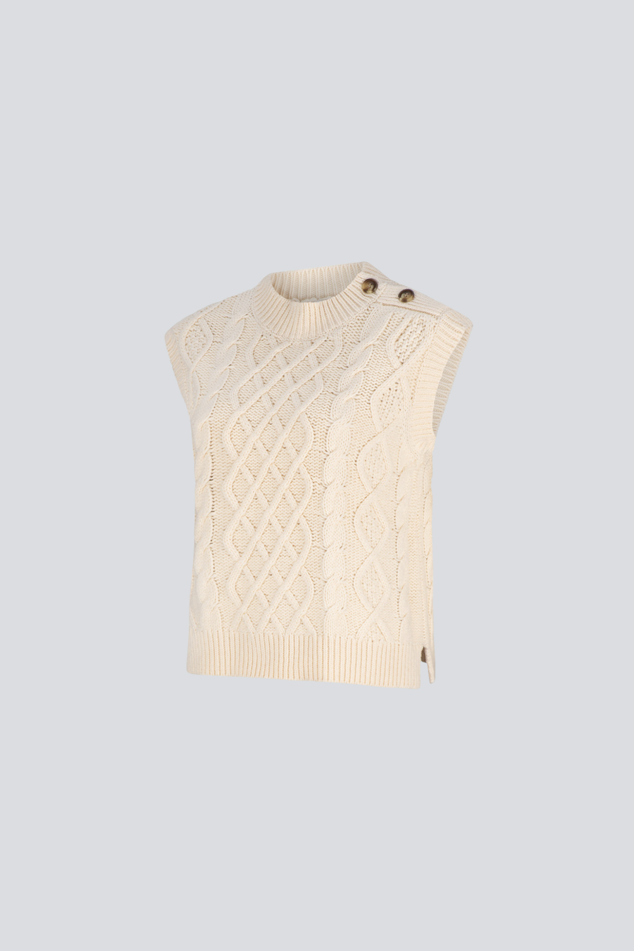 Ivory Cable Button Vest