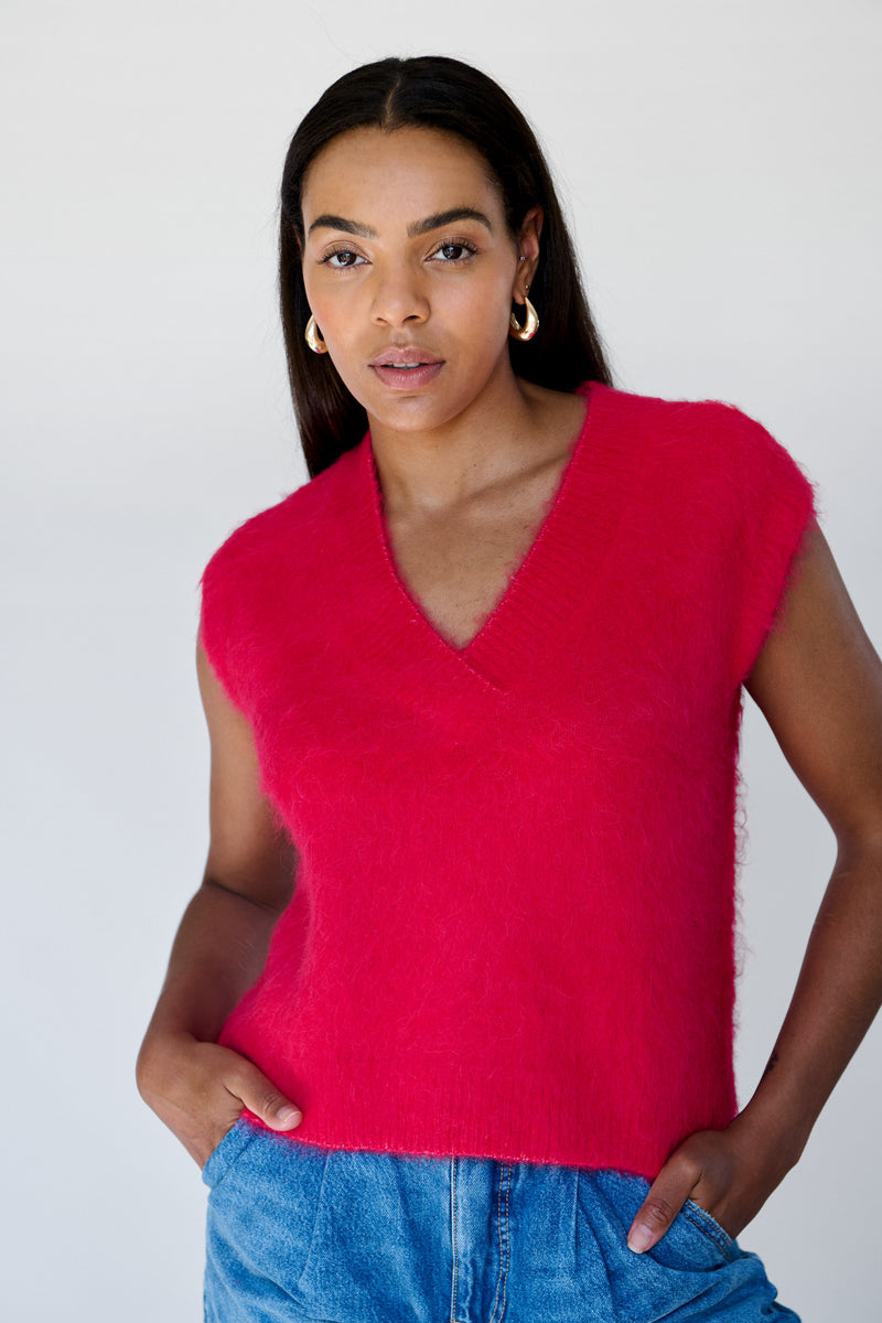 Red Brushed Vest
