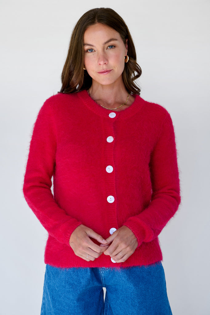 Red Brushed Cardigan