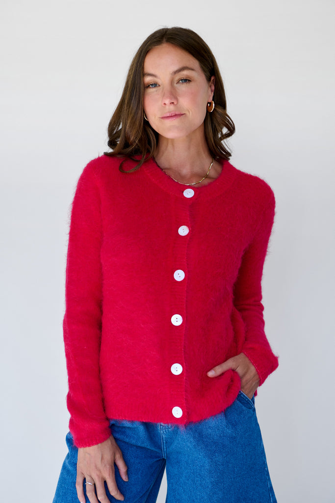 Red Brushed Cardigan